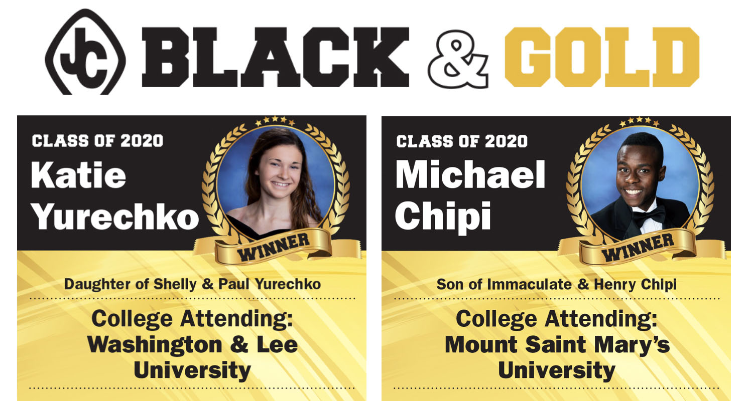 black and gold winners